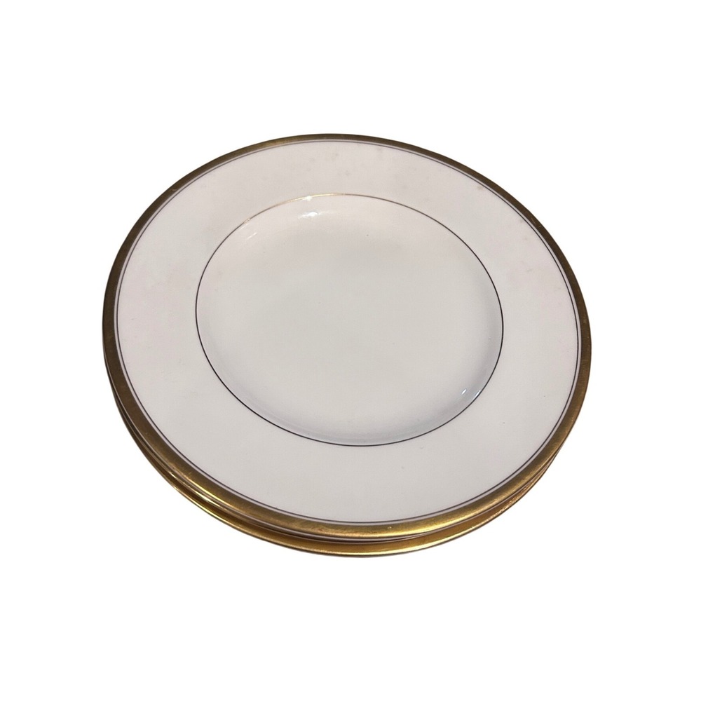 Royal Worcester Viceroy Bread Butter Plates Set 3 White Gold Bone China England